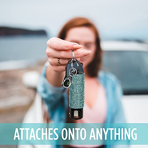 Guard Dog Bling-It-On Pepper Spray – Fashionable Key Holder - 16Ft (5M) Spray Range - Glitter Pepper Spray (Teal) #TOP4