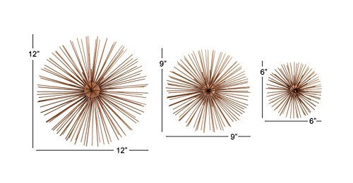 Deco 79 50373 Cosmoliving By Cosmopolitan Metal Starburst Home Wall Decor 3D Wall Sculpture, Set Of 3 Wall Art 6", 9", 12"W, Copper thumb #5