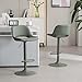 YOUNIKE Bar Stools Set of 2 Modern Swivel Barstools, Adjustable Counter Height Bar Stools Faux Leather Upholstered Counter Stools with Hollow Back for Kitchen Island, All Olive Green