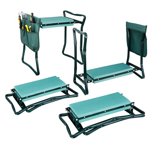 HomGarden folding garden kneeler seat with kneeling pad