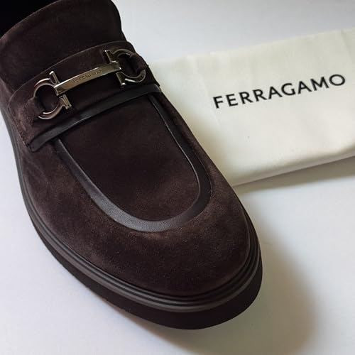 Fiorello Suede Loafer Men's Dress Shoes Strap Brown Gancini Buckle (Salvatore3