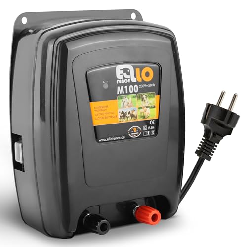 Ellofence Électrificateur clôture électrique 230 V secteur (M100) – Extra puissant & silencieux – Appareil premium pour animaux domestiques et...