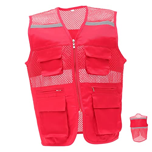 BELLIFFY Reflective Vest Mesh Bulk for Night Cycling Safety Volunteer Vest Zipper and Pockets