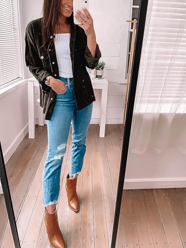 Womens Booties Pointed Toe Stacked Heel Fashion Chelsea Ankle Boots2