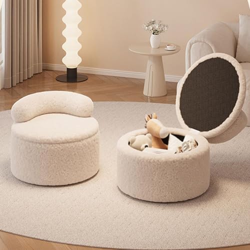 Tabouret ottoman peluche rangement pour optimiser les petits salons encombrés - 3