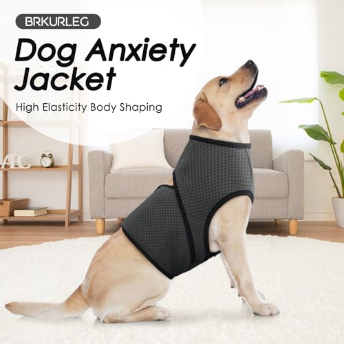 Image of BRKURLEG Dog Anxiety Shirt, Adjustable Calming Vest Jacket for Small Medium Large Dogs,Dog Anti-Anxiety Coat for Thunderstorms, Fireworks, Training & Separation Relief, Darkgrey, L