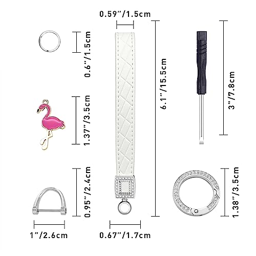 Image of OHKYOOT Leather Wristlet Keychain,Wrist Keychain Car Key Chain with 5 Key Ring and Anti-Lost D Ring