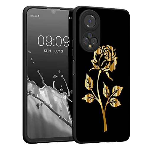 Esakycn Funda para Huawei Honor X7, Cárcasa Negro Silicona con Flores Dibujos Diseño Antigolpes Suave TPU de Protector Piel Ultrafina Case Cover Fundas para Huawei Honor X7 6,74", Rosa Cover