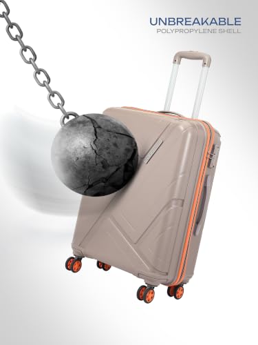Image of Safari Benson Medium 8 Wheels 66cm Check-in Trolley Bag Hard Case Polypropylene 360 Degree Wheeling System Luggage, TSA Approved Lock, Trolley Bags for Travel, Suitcase for Travel, Fossil