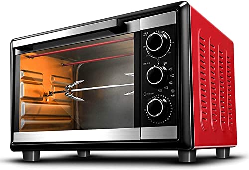 30L Oven Multifunction Convection Countertop Toaster Adjustable Temperature Control Family Bake Broil Toast and Pizza Frying Pan (Color : Red)