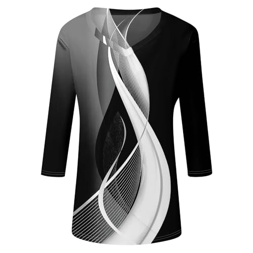 HTHLVMD Womens 3/4 Length Sleeve Tunic Tops Summer Fall Outfits 2025 Three Quarter Sleeve Casual V Neck T Shirts for Women