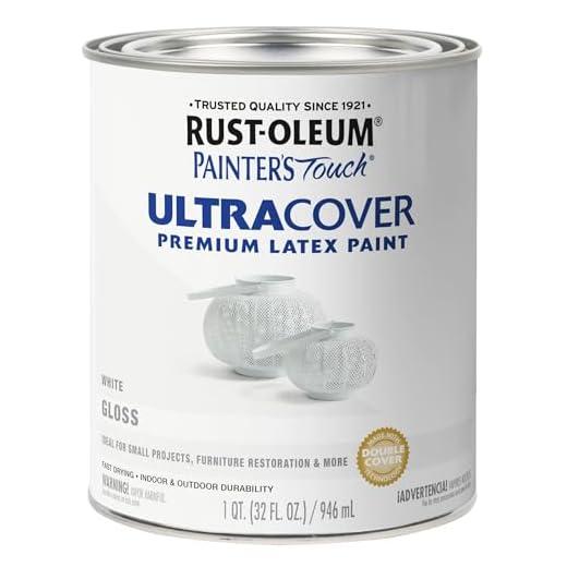 Rust-Oleum 1992502 Painter's Touch Latex Paint, Gloss White 32 Fl Oz, 1 Quarts (Pack of 1)