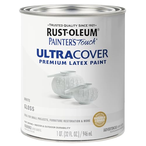 Rust-Oleum 1992502 Painter's Touch Latex Paint, Gloss White 32 Fl Oz, 1 Quarts (Pack of 1) by Rust-Oleum - Used condition - US$15.00