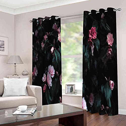 Rideaux isolant thermique rideau à oeillets fleurs roses 3D - 3