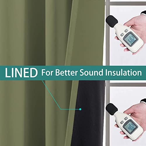 Image of Yakamok Sage Blackout Curtains 84 Inches Long for Bedroom 42 inch Wide 2 Panel | Blackout Curtain Panels for Bedroom, 2 Thick Layers Grommet Top Thermal Insulated Drapes with Black Liner for Living Room