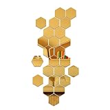 24Pieces Removable Acrylic Mirror Setting Wall Sticker Decal for Home Living Room Bedroom Deco(Large