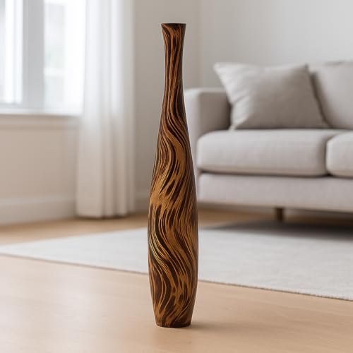 Image of Leewadee Large Floor Vase 41 inches Mango Wood for Pampas Grass, Dried Flowers