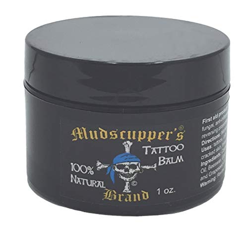 Mudscupper's Tattoo Balm 1 oz. - 100% Natural First Aid for New Tattoos - Maintains Colors - Heals Faster