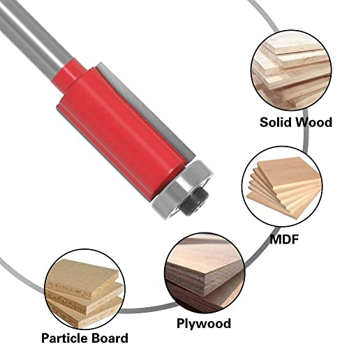 4Pcs Flush Trim Router Bit Set 1/4 Inch Shank, Industrial Grade Top Bearing Pattern Template Flush Cutting Router Bit, Flush Trimming Router Bit, For Diy Woodworking 1/4" 5/16" 3/8" 1/2" #TOP4
