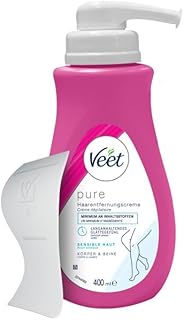 Veet Sensitive Crème Épilation - Épilation rapide et efficace pour peaux lisses et soyeuses - Temps d'application 5-10 minutes - Distributeur avec spatule, 400 ml