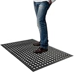 Outdoor Rubber Door Mat 90 x 60cm Non-slip Drainage Mat for Entrance Commercial Rubber Floor Mat Heavy Duty Anti Fatigue Mats for Industrial Kitchen Restaurant Garage Garden Workshop