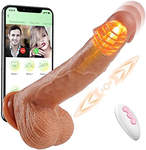 Thrusting Dildo Realistic Vibrator Dildos - Vibrators Adult Sex Toys for Women，Silicone 8 inch Suction Cup Dildo Fake Penis Anal G-spot Stimulator and Couple Pleasure with 5 Thrusting & Vibrating Mode