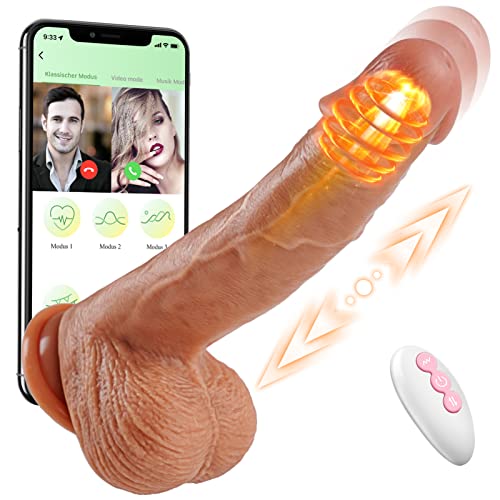 Thrusting Dildo Realistic Vibrator Dildos - Vibrators Adult Sex Toys For Women，Silicone 8 Inch Suction Cup Dildo Fake Penis Anal G-Spot Stimulator And Couple Pleasure With 5 Thrusting & Vibrating Mode #TOP19