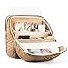 JOYYTUU Makeup Bag, Large Capacity with Room for Brushes and Mirror, Travel Makeup Organizer, Portable Standing Make Up Case, Waterproof Cosmetic Toiletry Bags with Handle, Color Brown