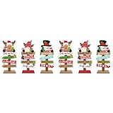 IGOHONE 6個 デスクトップ クリスマスツリー サンタクロース DIY デコレーション 木製 クリスマス サイン プレート クリスマス デコレーション