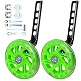 Training Wheels for Bicycle,Flash Mute Wheel Compatible for Bikes of 12-20 Inch 1 Pair (Dark green)