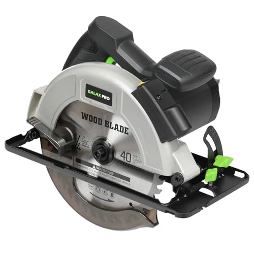 Galax Pro 1400W Sierra Circular,6000Rpm Sierra Circular Manual Con GuíA LáSer,Corte MáXimo:62Mm(90°) Y 48Mm(45°),2 Hojas De Sierra 185Mm(24T&40T) Para Corte De Madera/PláStico