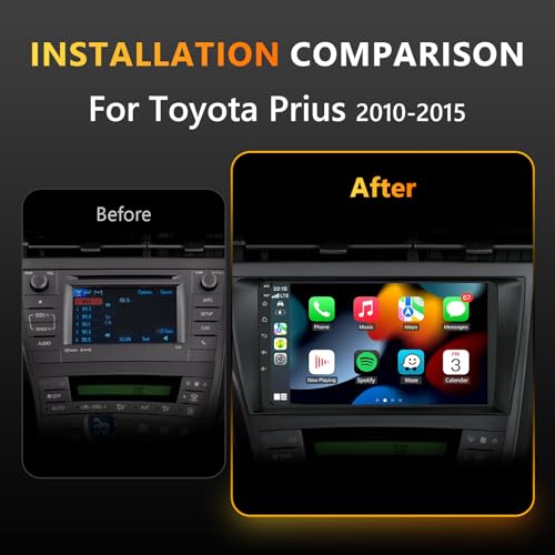 Eunavi [2024 2G + 32G] Rádio estéreo automotivo 2 Din Android 13 para Toyota Prius 2010-2015 com App