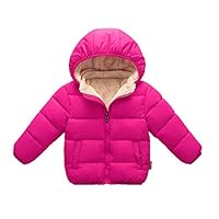 Toddler Baby Hooded Puffer Jacket Boys Girls Kids Thicken Warm Winter Coat Fleece Outerwear rose 80