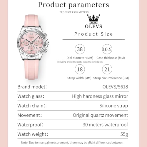 Image of OLEVS Women Dress Watch, Two Tone Diamond Quartz Wrist Watch, Stainless Steel Waterproof Luminous Day Date Ladies Chronograph Gift Watch