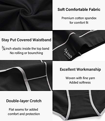 wirarpa Women's Cotton Underwear Stretch Mid Waisted Briefs Ladies Panties 5 Pack (Regular & Plus Size)4