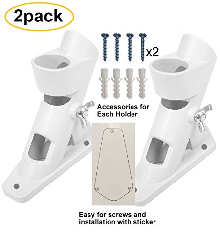 Fityou - Set di 2 Supporti per Asta della Bandiera Americana, in Alluminio, verniciati a Polvere, con Viti e Adesivi per lInstallazione (2 Confezioni Bianchi)