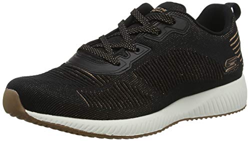 Skechers Bobs Squad-Glam League, Zapatillas Mujer, Negro (BLK Black Engineered Knit/Rose Gold Trim), 39 EU