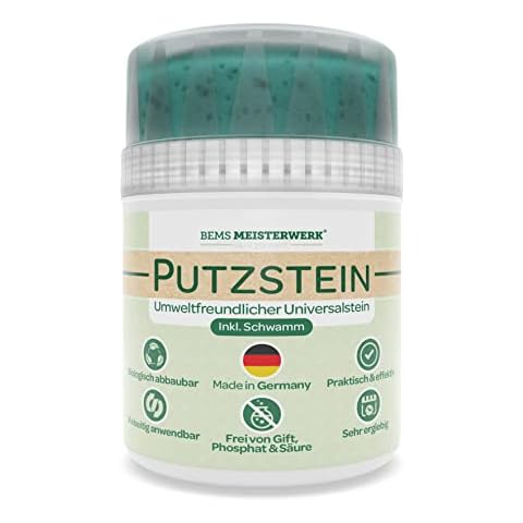 Umweltfreundlicher Putzstein 1kg Vorteilspackung - Nachhaltiger Universal Allzweckreiniger inkl. Schwamm Made in Germany effektiv gegen Schmutz, Fett, Kalk auf Grill, Herd, Ofen Cover