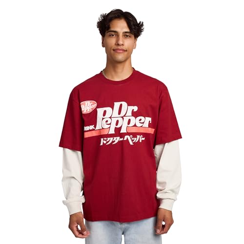 Dr Pepper Drink Dr Pepper Kanji Mens Twofer Combo Shirt-Large