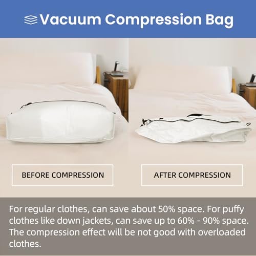 Image of BAGAIL TPU Vacuum Bag for Travel, Reusable Compression Bag with IPX8 Waterproof Zipper, Save Space for Suitcase, Backpack and Carry on (White, ExtraLarge, No Pump)