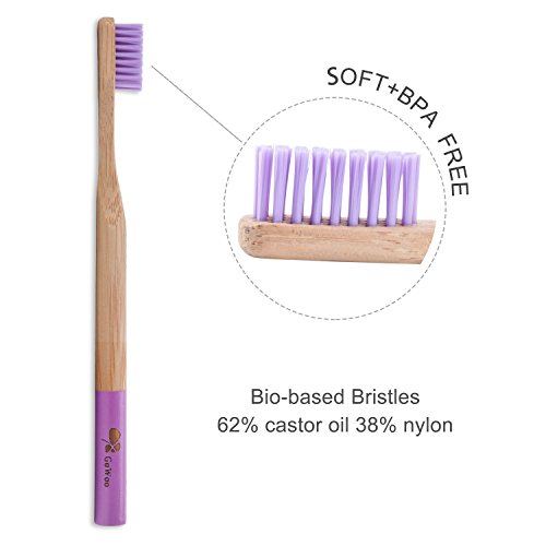 Gowoo 100% Natural Bamboo Toothbrush Soft - Organic Eco Friendly Toothbrushes With Soft Nylon Bristles, Bpa-Free, Biodegradable, Dental Care Set (Pack Of 4, Adult, Lilac) #TOP3