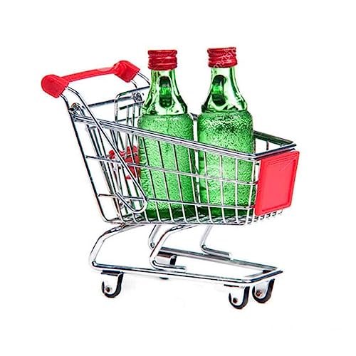 ledmomo ミニショッピングカート おもちゃ収納 バスケット 収納ケース 中型 赤 用 卓上 文房具整理 かわいい プレゼント