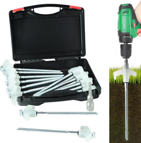 8" Screw in Tent Stakes-15 Pack Metal Ground Anchors for Camping-Tent Stakes Heavy Duty