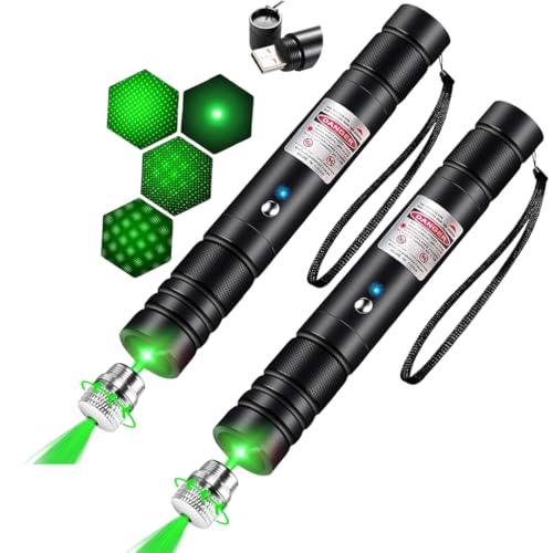 Image of COOLCOLD Laser Light | USB Rechargeable Green, Laser Pointer | Long Range, Laser Light Powerful | for Party, Disco Adjustable Mode, 2000m Handheld Laser Pen, Suitable for Camping(Green, Pack-2)