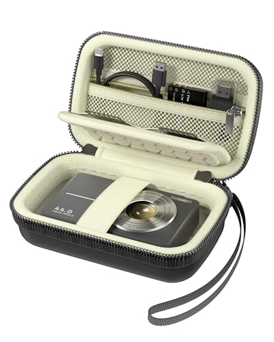 ProCase Digital Camera Case Compatible with CAMKORY/Lecran/Lecnippy/Froitx/aycy/FJFJOPK 4K Vlogging Camera, Hard Shell Storage Travel Bag with Mesh Pocket for Batteries, SD Card -Black