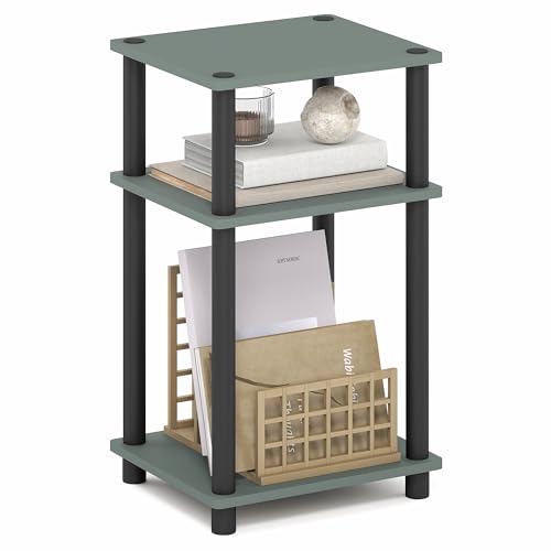 Image of Furinno JUST Side Table, 3-Tier End Table, Open Shelves Night Stand, Bedside Table, Toolless Assembly, for Living Room, Bedroom, Bathroom, Sage Green