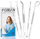 FOXIAN Professional 5 Pcs Oral Plaque Remover for Teeth Stainless Steel Tooth Picks Tartar Cleaner for Teeth Whitening & Oral Care Kit for Men Women Pets (5 Pcs)