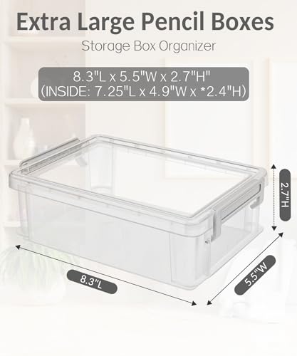 Sooez 6 Pack Extra Large Pencil Box, Plastic Pencil Case Crayon Box Bulk, Clear Marker Organizer Plastic Containers With Lid thumb #1