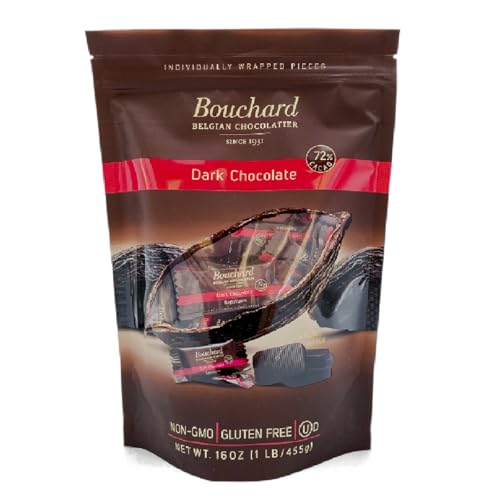 BouchardPremium Belgian Dark Chocolate with 72% Cacao | Individually Wrapped Pieces (1 LB)