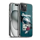 Head Case Designs sous Licence Officielle NFL Casque des Eagles Vainqueur du Super Bowl LIX 2025 Coque en Gel [Qualité Militaire] Compatible avec Apple iPhone 15 Et Compatible avec MagSafe